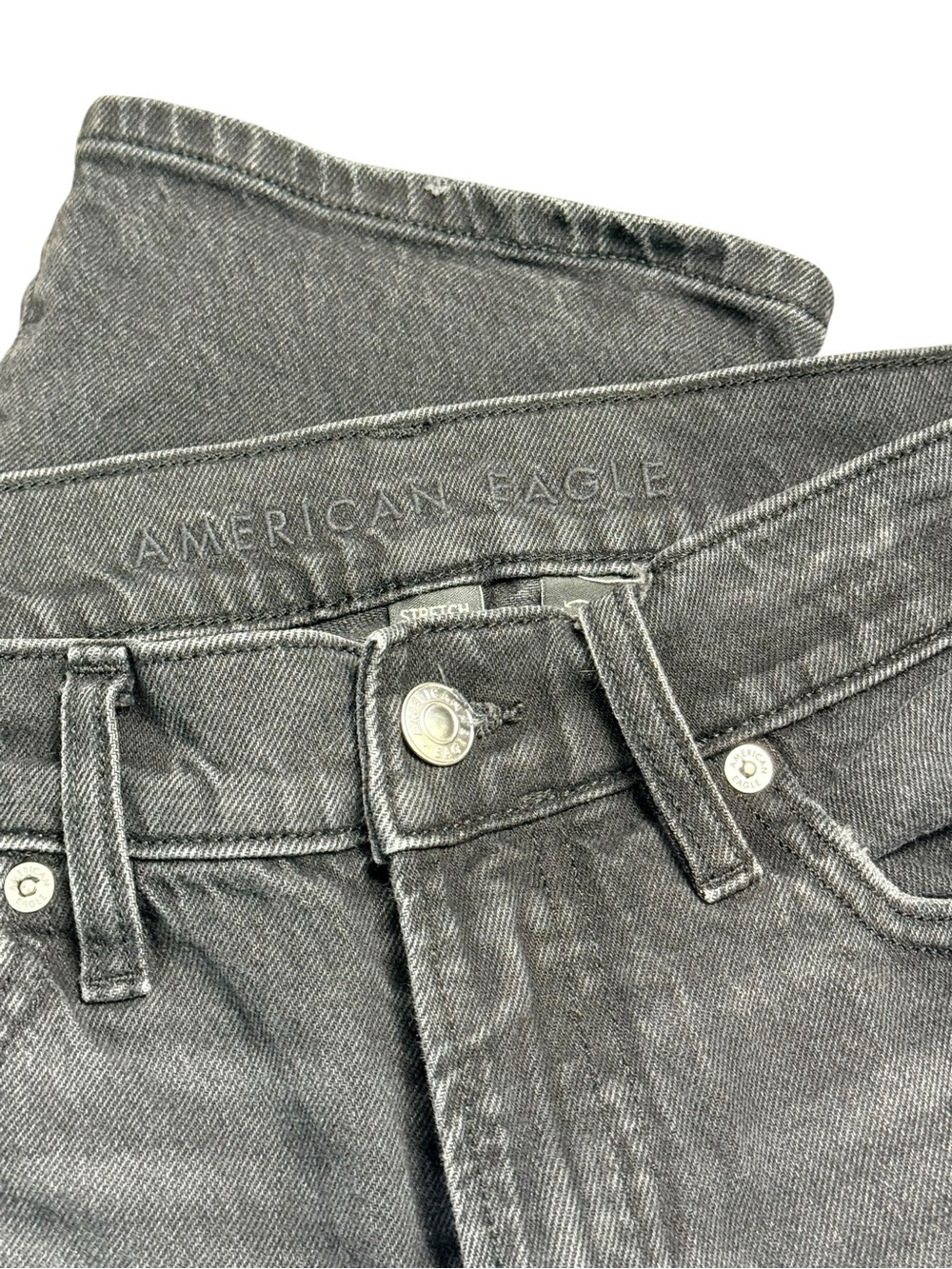 American Eagle Super High Rise Ankle Straight Jeans Black Wash Size 6 Short - Picture 6 of 11